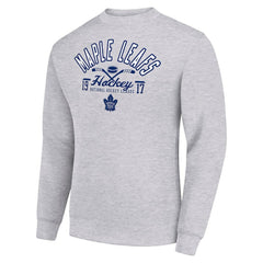 Toronto Maple Leafs Starter Stick And Puck Logo Fleece Pullover Sweatshirt - Heather Gray - NHL