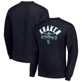 Seattle Kraken Starter Stick And Puck Logo Fleece Pullover Sweatshirt - Navy - NHL