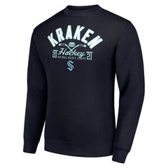 Seattle Kraken Starter Stick And Puck Logo Fleece Pullover Sweatshirt - Navy - NHL
