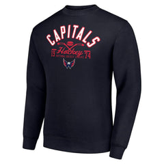 Washington Capitals Starter Stick And Puck Logo Fleece Pullover Sweatshirt - Navy - NHL