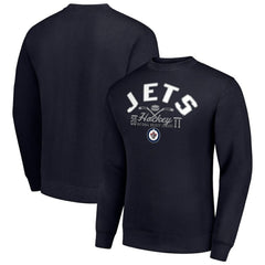 Winnipeg Jets Starter Stick And Puck Logo Fleece Pullover Sweatshirt - Navy - NHL