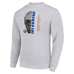 New York Islanders Starter Half Helmet Team Logo Pullover Sweatshirt - Heather Gray - NHL