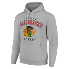 Chicago Blackhawks Starter Logo Pullover Hoodie - Heather Gray - NHL