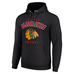 Chicago Blackhawks Starter Logo Pullover Hoodie - Black - NHL