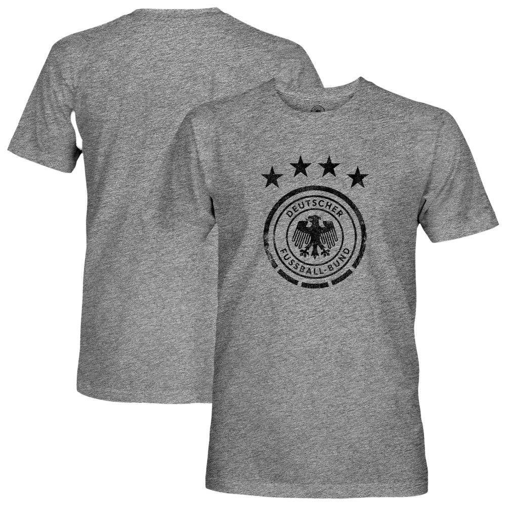 Germany National Team 1863FC Mono Badge Vintage Tri-Blend T-Shirt Heather Gray - FIFA World CUP