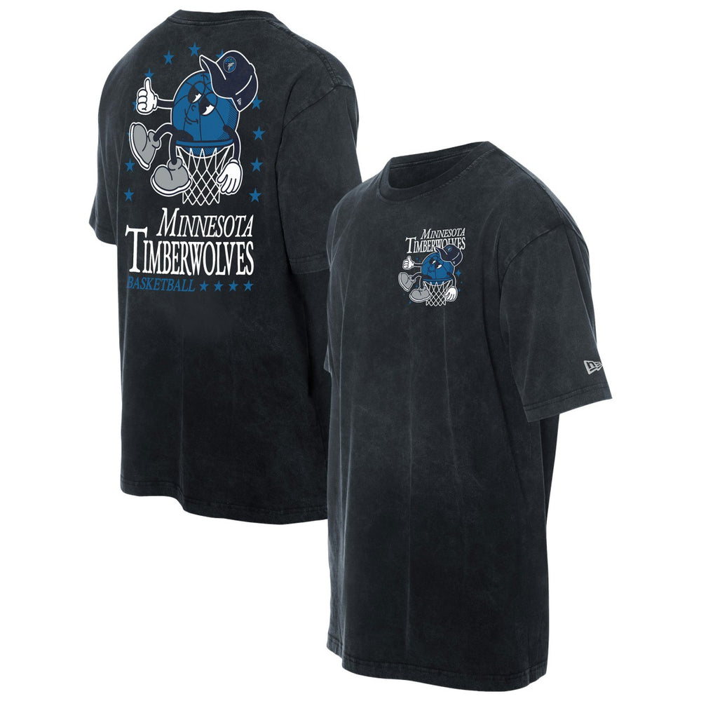 Minnesota Timberwolves Old School Sport Enzyme Wash Oversized T-Shirt Black - NBA