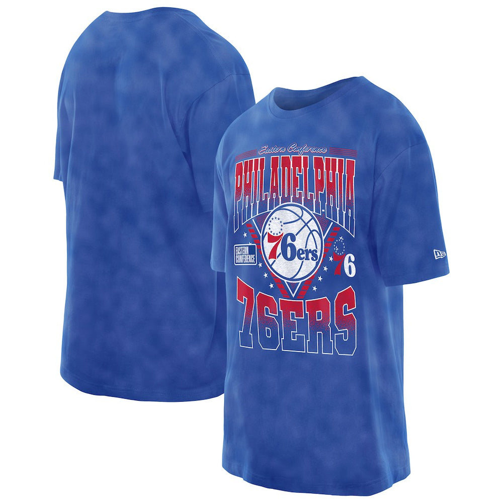 Philadelphia 76ers Boxy Old School Sport Vintage Wash T-Shirt Royal - NBA