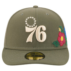 Philadelphia 76ers Tonal Florals 59FIFTY Fitted Hat Olive - NBA