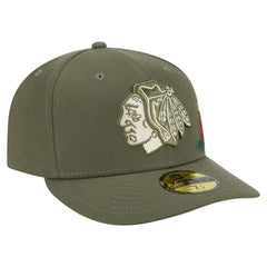 Chicago Blackhawks New Era Tonal Florals 59FIFTY Fitted Hat - Olive - NHL