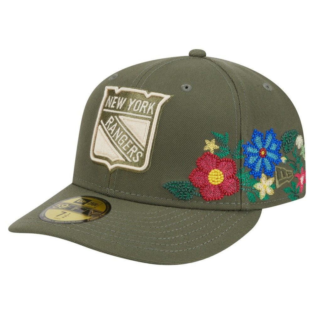 New York Rangers New Era Tonal Florals 59FIFTY Fitted Hat - Olive - NHL