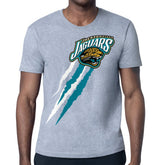 Jacksonville Jaguars Starter Retro Team Logo Color Scratch T-Shirt Heather Gray | NFL
