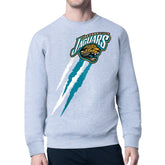 Jacksonville Jaguars Starter Retro Team Logo Color Scratch Pullover Sweatshirt Heather Gray | NFL