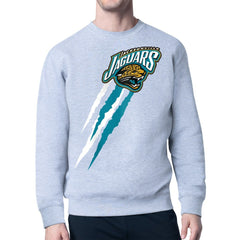 Jacksonville Jaguars Starter Retro Team Logo Color Scratch Pullover Sweatshirt Heather Gray | NFL