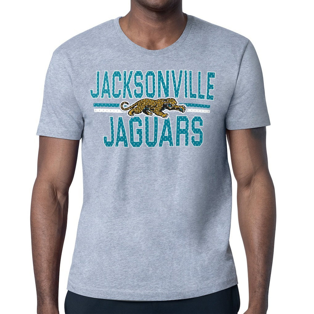 Jacksonville Jaguars Starter Mesh Look Retro Team Logo T-Shirt Heather Gray | NFL
