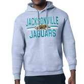 Jacksonville Jaguars Starter Mesh Look Retro Team Logo Pullover Hoodie Heather Gray | NFL
