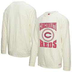 Cincinnati Reds Mitchell & Ness Arched Logo Slub Long Sleeve T-Shirt - MLB