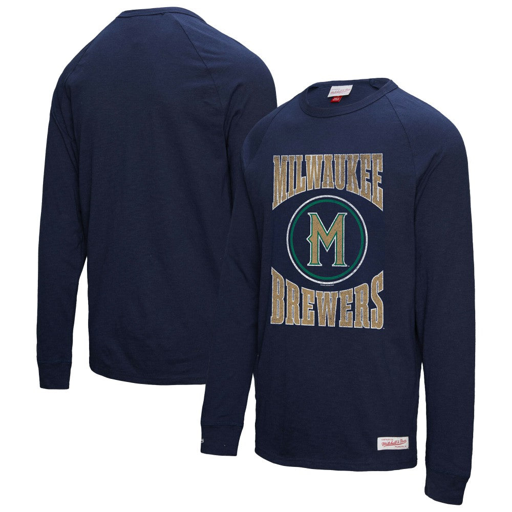 Milwaukee Brewers Mitchell & Ness Arched Logo Slub Long Sleeve T-Shirt - MLB