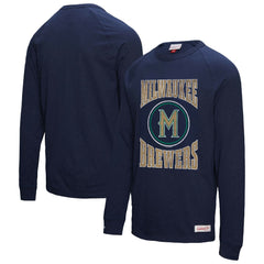 Milwaukee Brewers Mitchell & Ness Arched Logo Slub Long Sleeve T-Shirt - MLB