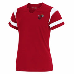 Miami Heat Antigua Women's Encounter Short Sleeve Notch Neck Top Red - NBA