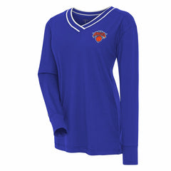 New York Knicks Antigua Women's Symbolic Long Sleeve V-Neck Top Blue - NBA