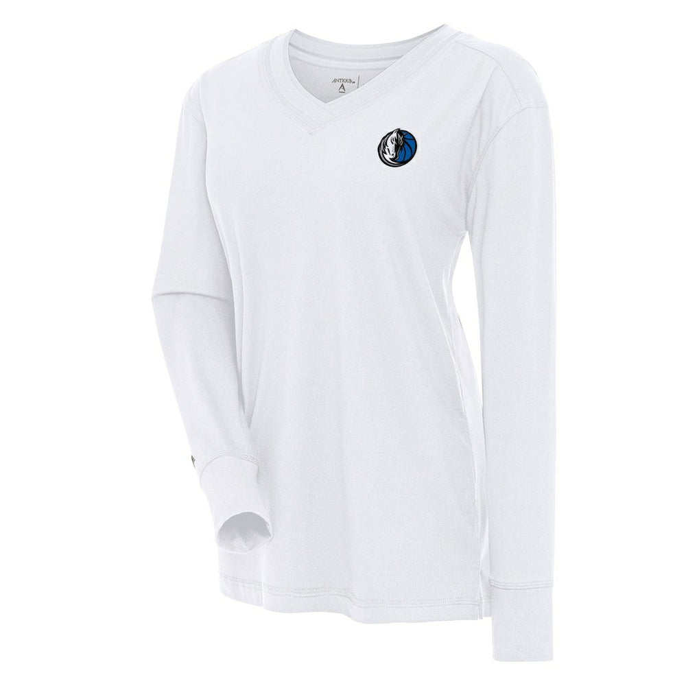 Dallas Mavericks Antigua Women's Symbolic Long Sleeve V-Neck Top White - NBA