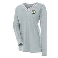 Boston Celtics Antigua Women's Symbolic Long Sleeve V-Neck Top Heather Gray - NBA