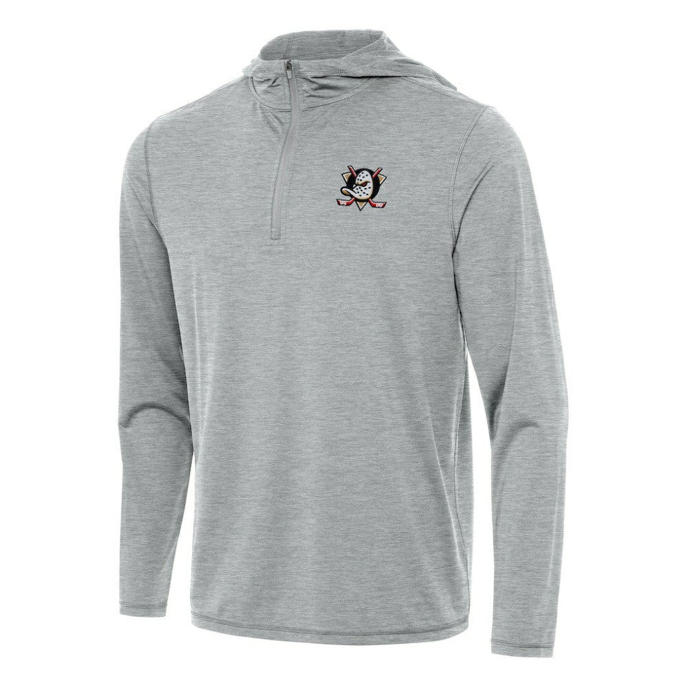 Anaheim Ducks Antigua Tidy Quarter-Zip Hoodie - Heather Gray - NHL