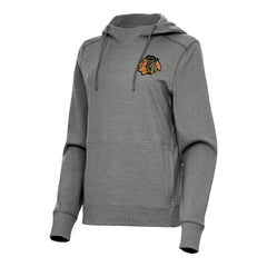 Chicago Blackhawks Antigua Women's Justice Pullover Hoodie - Heather Black - NHL