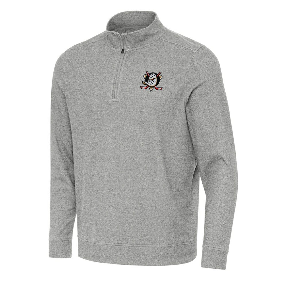 Anaheim Ducks Antigua Subtle Quarter-Zip Sweatshirt - Heather Gray - NHL