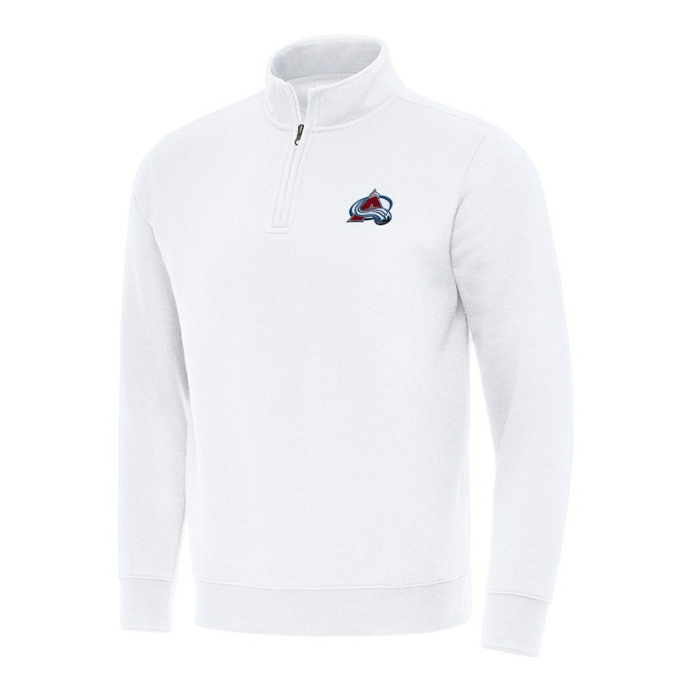Colorado Avalanche Antigua Victory Quarter-Zip Mock Sweatshirt - White - NHL