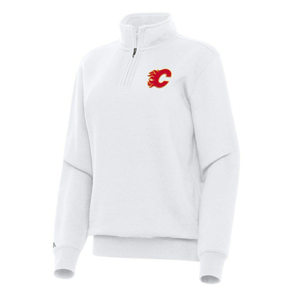 Calgary Flames Antigua Women's Victory Quarter-Zip Sweatshirt - White - NHL