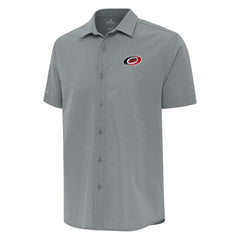 Carolina Hurricanes Antigua Activate Woven Short Sleeve Button-Up Shirt - Gray - NHL