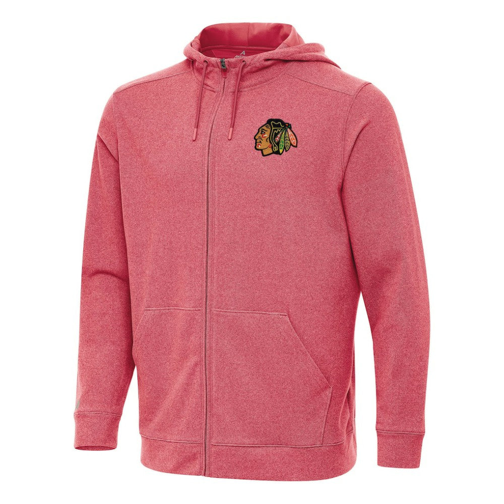 Chicago Blackhawks Antigua Effortless Full-Zip Hoodie Jacket - Heather Red - NHL