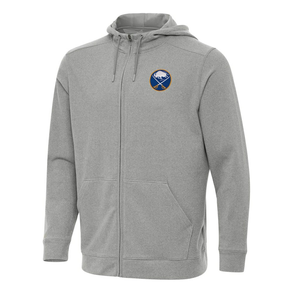 Buffalo Sabres Antigua Effortless Full-Zip Hoodie Jacket - Heather Gray - NHL