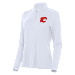 Calgary Flames Antigua Women's Intent Quarter-Zip Top - White - NHL