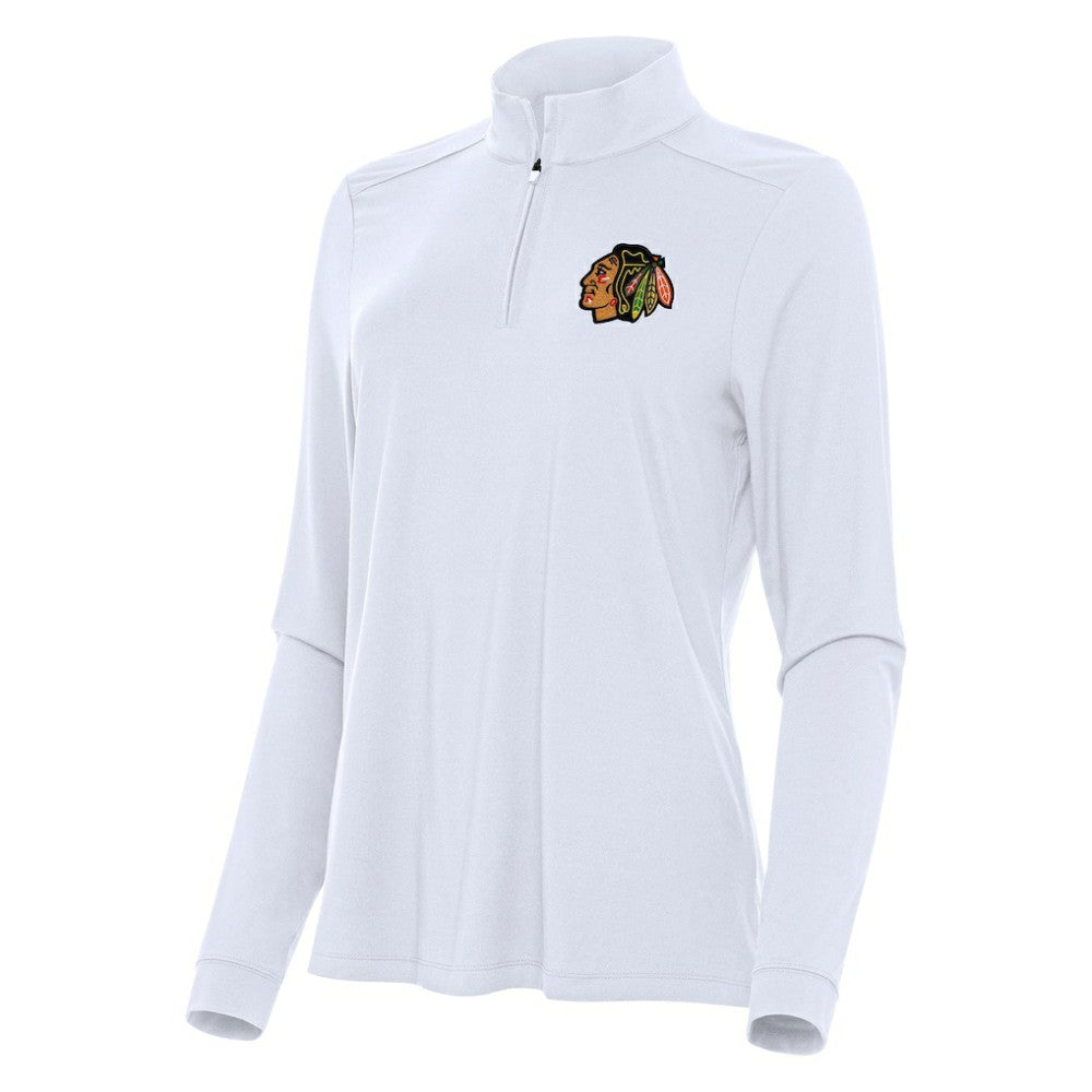 Chicago Blackhawks Antigua Women's Intent Quarter-Zip Top - White - NHL