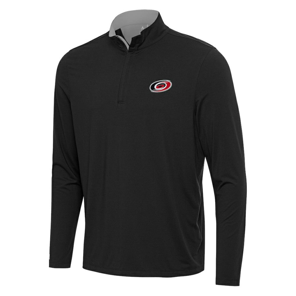 Carolina Hurricanes Antigua Content Quarter-Zip Pullover Top - Black/Gray - NHL
