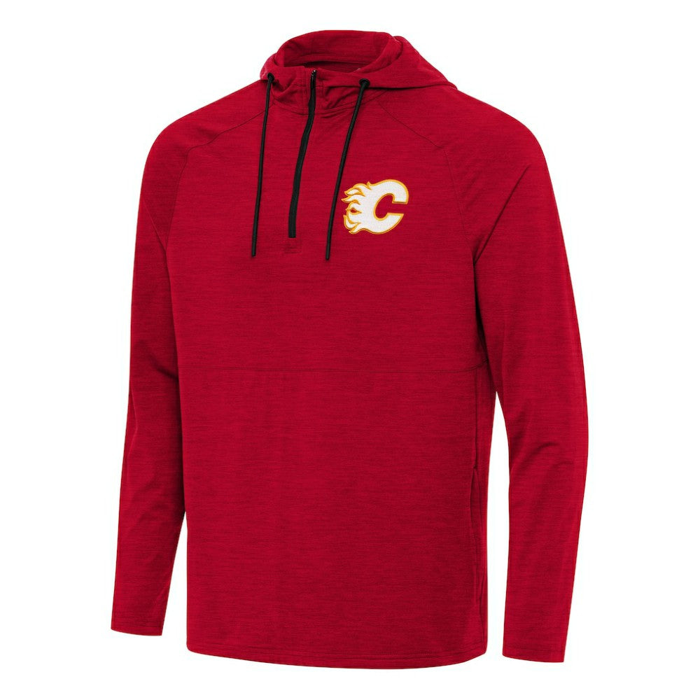 Calgary Flames Antigua Spikes Quarter-Zip Hoodie - Heather Red - NHL