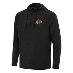 Chicago Blackhawks Antigua Spikes Quarter-Zip Hoodie - Heather Black - NHL