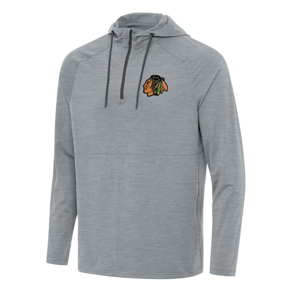 Chicago Blackhawks Antigua Spikes Quarter-Zip Hoodie - Heather Gray - NHL