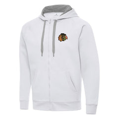 Chicago Blackhawks Antigua Big & Tall Victory Full-Zip Hoodie - White - NHL