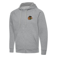 Chicago Blackhawks Antigua Big & Tall Victory Full-Zip Hoodie - Heather Gray - NHL