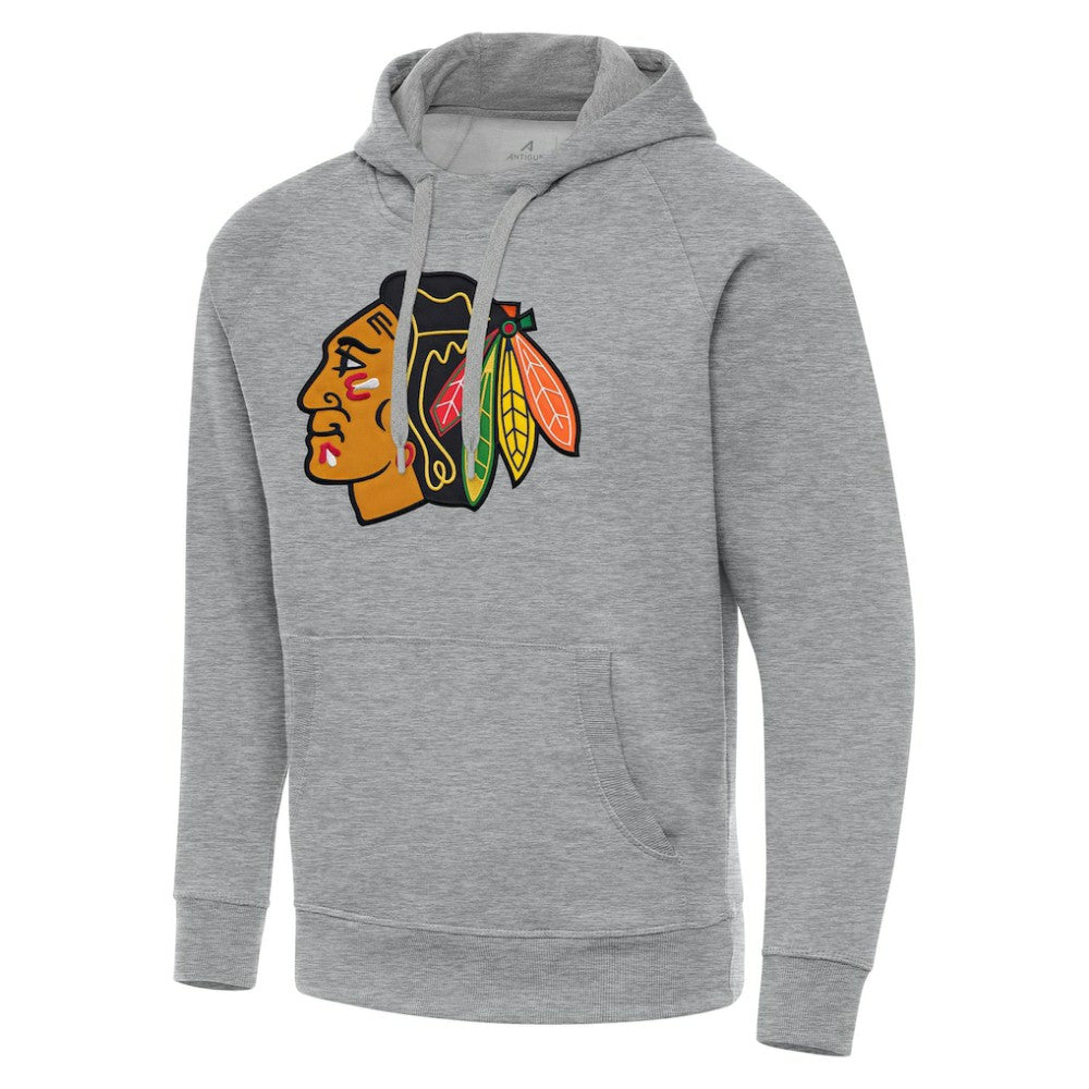 Chicago Blackhawks Antigua Big & Tall Victory Pullover Hoodie - Heather Gray - NHL