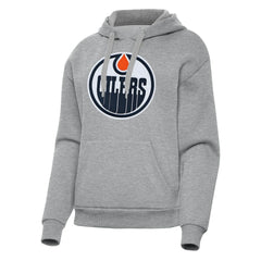 Edmonton Oilers Antigua Women's Victory Pullover Hoodie - Heather Gray - NHL