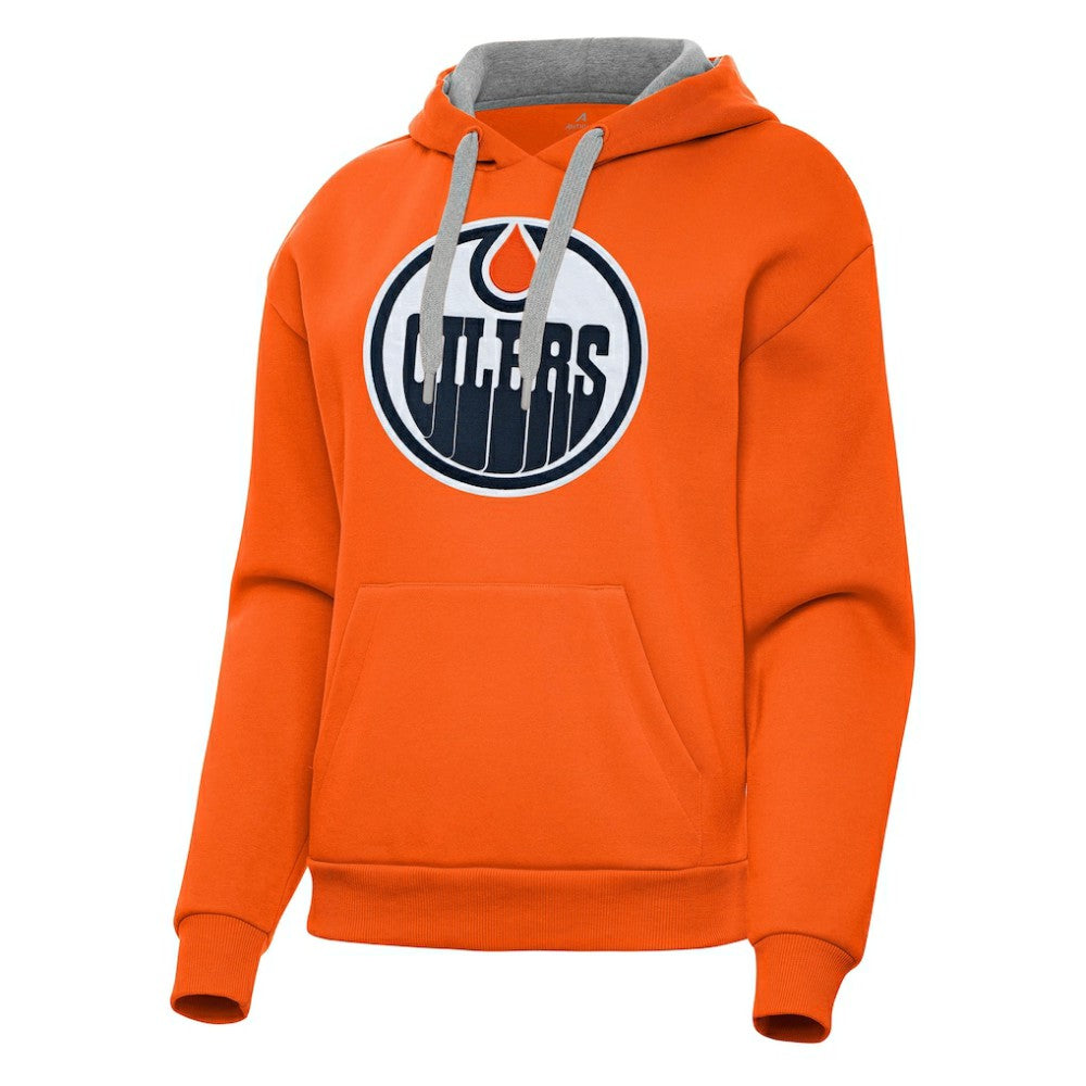 Edmonton Oilers Antigua Women's Victory Pullover Hoodie - Orange - NHL