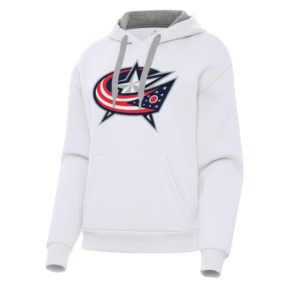 Columbus Blue Jackets Antigua Women's Victory Pullover Hoodie - White - NHL