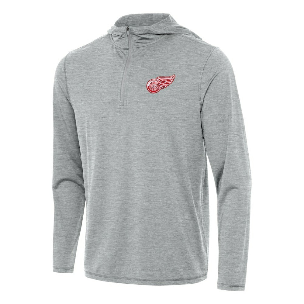Detroit Red Wings Antigua Tidy Quarter-Zip Hoodie - Heather Gray - NHL