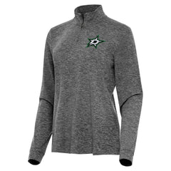 Dallas Stars Antigua Women's Mentor Quarter-Zip Mock Long Sleeve Top - Heather Black - NHL