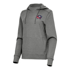 Columbus Blue Jackets Antigua Women's Justice Pullover Hoodie - Heather Black - NHL