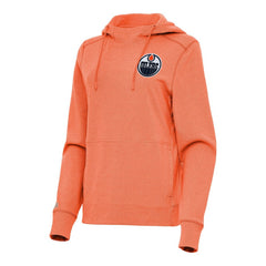 Edmonton Oilers Antigua Women's Justice Pullover Hoodie - Heather Orange - NHL